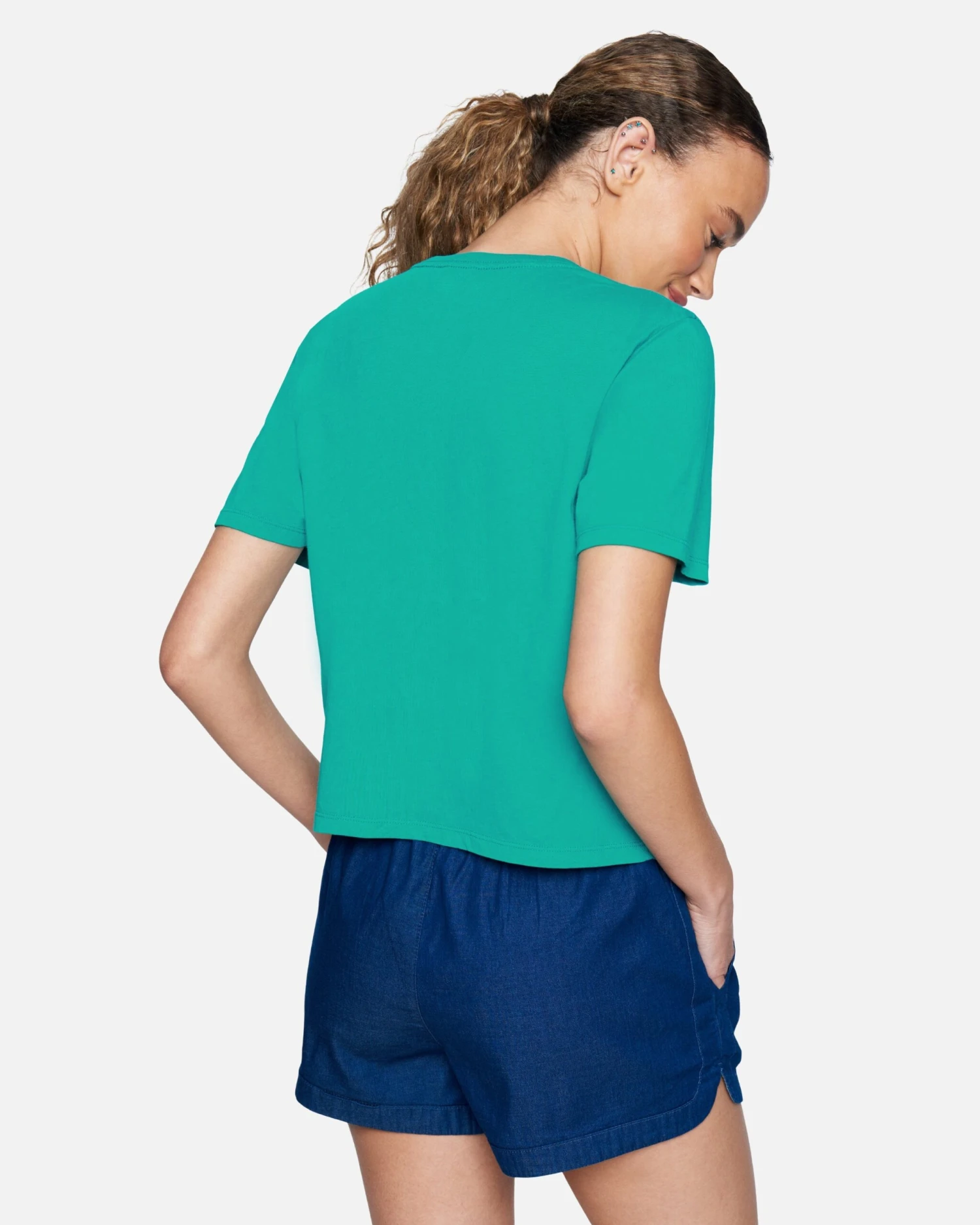 Tubed Cropped Crew Short Sleeve T-Shirt 2 Tubed Cropped Crew Short Sleeve T-Shirt - Image 2