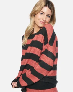 Drop Shoulders Sweater -HURLEY Shop 3hsl0243 faded rose large stripe 3 v2 scaled