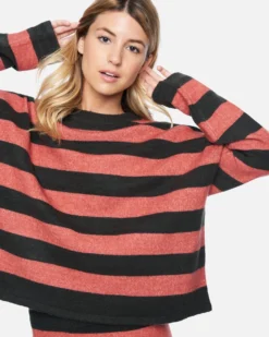 Drop Shoulders Sweater -HURLEY Shop 3hsl0243 faded rose large stripe 5 v2 scaled
