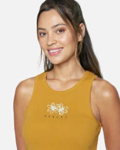 TALLIE CROP RIB TANK 8 TALLIE CROP RIB TANK -HURLEY Shop 3ht6680708 honey gold 4 scaled