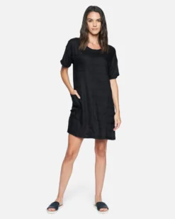 Boxy T-Shirt Dress -HURLEY Shop 3hwd0188 black textured stripe 4 scaled