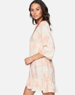 Bell Sleeve A-Line Dress -HURLEY Shop 3hwd0249 coral almond dreamy tie dye 3 scaled