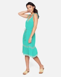 Peasant Midi Dress -HURLEY Shop 3hwd0531 green blue 3 scaled