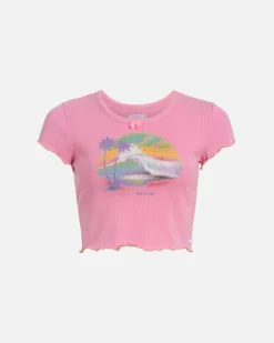 LoveShackFancy X Hurley - Reese Baby Rib Tee -HURLEY Shop 3hwks0718 begonia pink 5