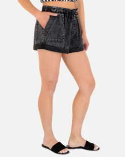 ARIA CUT OFF SHORT -HURLEY Shop HU006SH3 BLACK 3 scaled