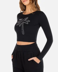 Simpler Times Long Sleeve Baby Tee -HURLEY Shop HU140K3 BLACK 03 scaled