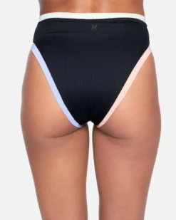 Colorblock Moderate High Waist Bikini Bottom -HURLEY Shop hb1082 black colorblock 3 scaled