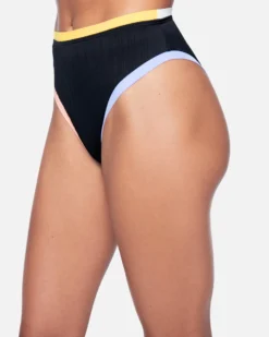 Colorblock Moderate High Waist Bikini Bottom -HURLEY Shop hb1082 black colorblock 4 scaled