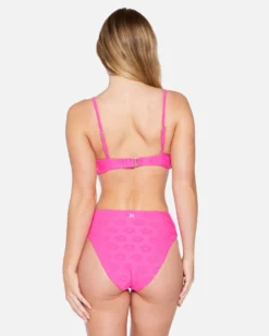 Terry Pop Moderate High Waist Bottom 7 Terry Pop Moderate High Waist Bottom -HURLEY Shop hb1290 electric pink 3 scaled