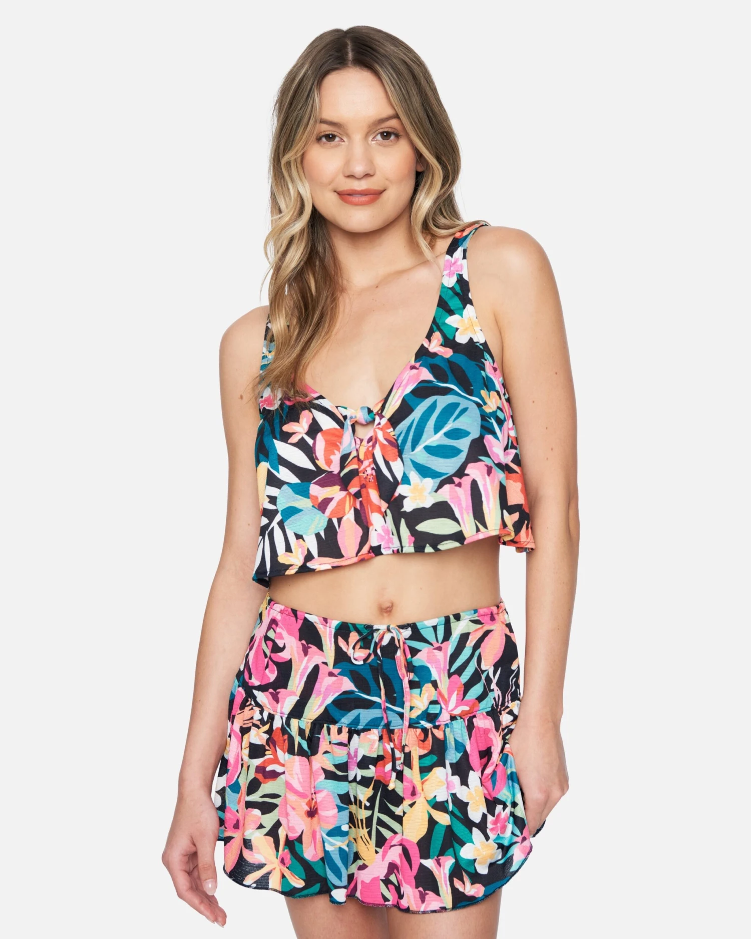 Floral Pop Knot Front Swing Tank 1 Floral Pop Knot Front Swing Tank