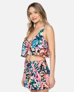 Floral Pop Knot Front Swing Tank 8 Floral Pop Knot Front Swing Tank -HURLEY Shop hc0109 floral pop black multi 3 scaled