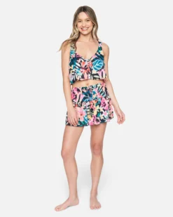 Floral Pop Knot Front Swing Tank 9 Floral Pop Knot Front Swing Tank -HURLEY Shop hc0109 floral pop black multi 4 scaled