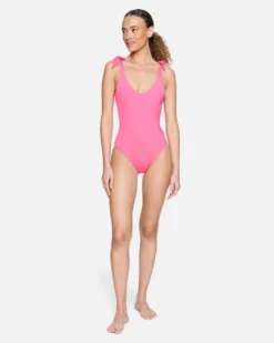 Solid Reversible Moderate One Piece 9 Solid Reversible Moderate One Piece -HURLEY Shop ho1063640 pink guava 4 scaled