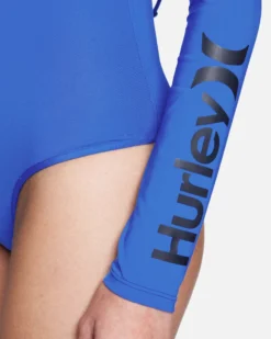 One And Only Solid Long Sleeve Retro Surf Suit -HURLEY Shop ho1068426 indigo 5 scaled