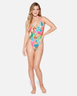 Bahia Cheeky Racerback One Piece -HURLEY Shop ho1122 electric pink 4 scaled