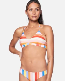 Retro Stripe Adjustable Bikini Top