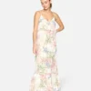 SUMMER PALM RUFFLE MAXI DRESS