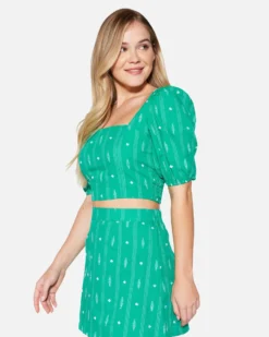 DIAMOND JACQUARD CROP TOP -HURLEY Shop hu021w3 vibrant mint 3 scaled